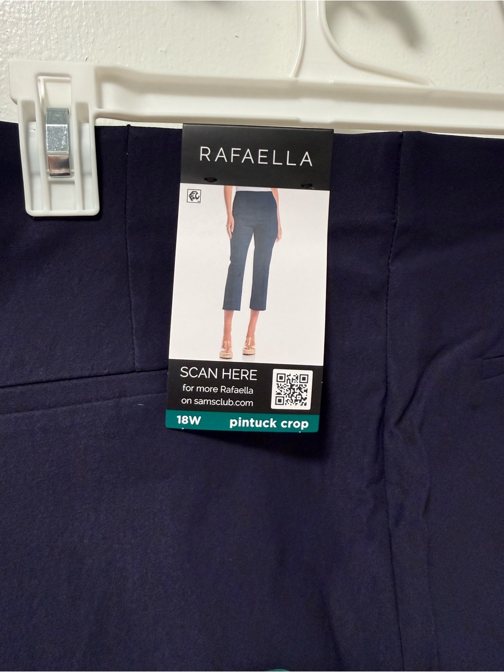 Rafaella Navy Pintuck Crop Chinos